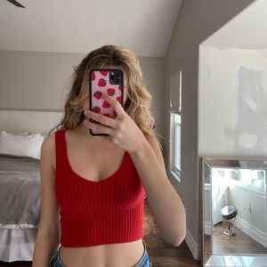 Brandy Melville ribbed red cropped tank top